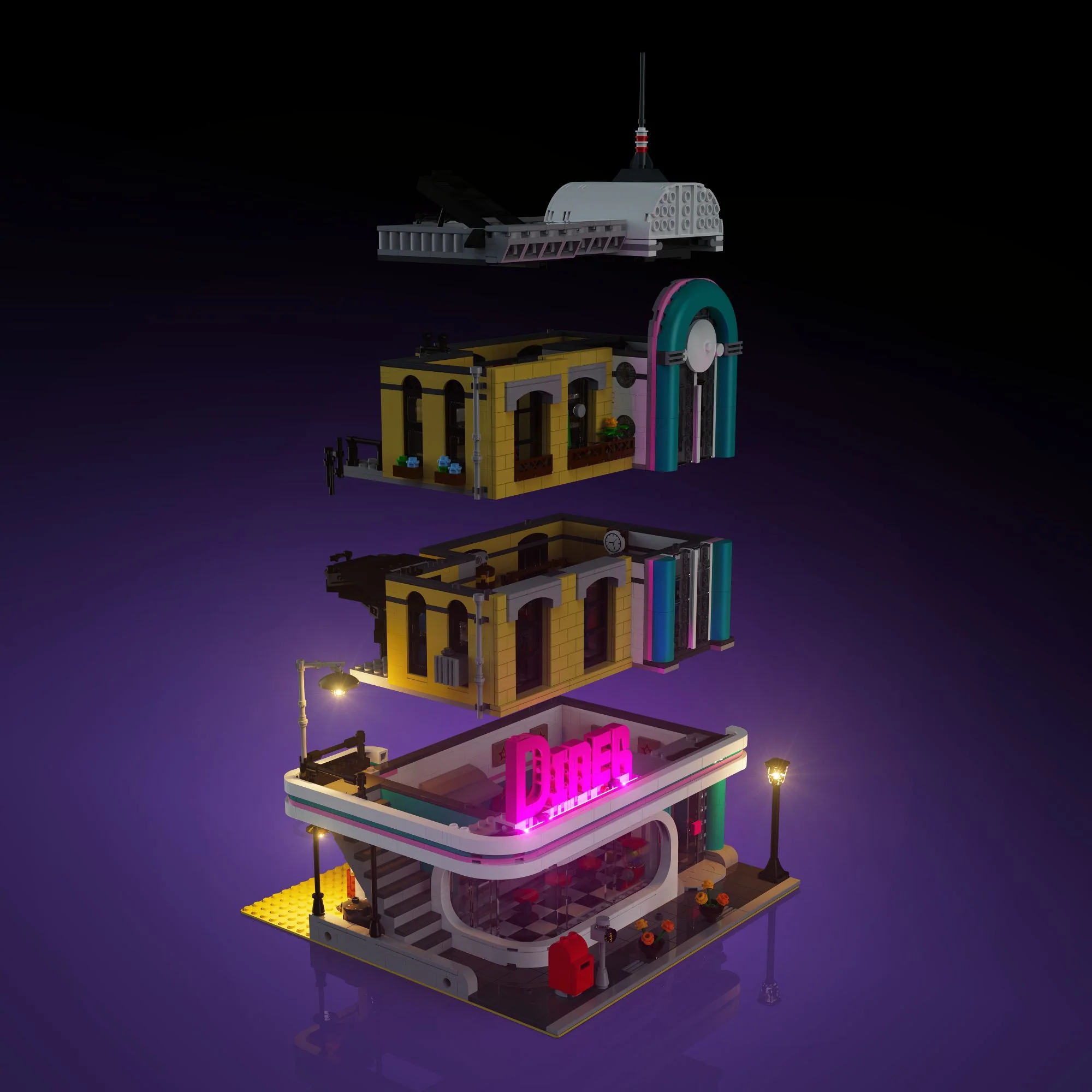 Light Kit for LEGO® Downtown Diner #10260 - Image 10
