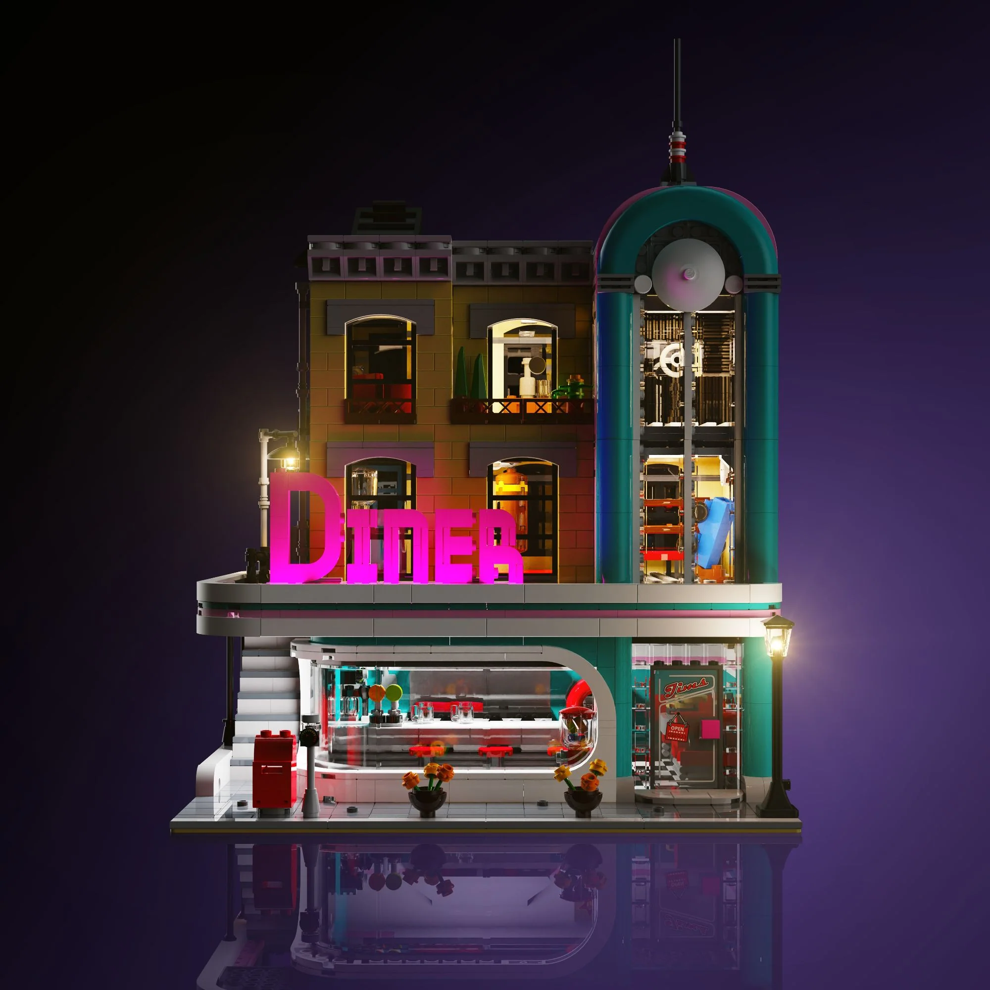 Light Kit for LEGO® Downtown Diner #10260 - Image 3